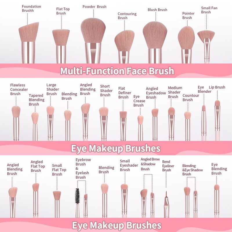 MAANGE 30-Piece Make Up Brush Set with Powder Puff &