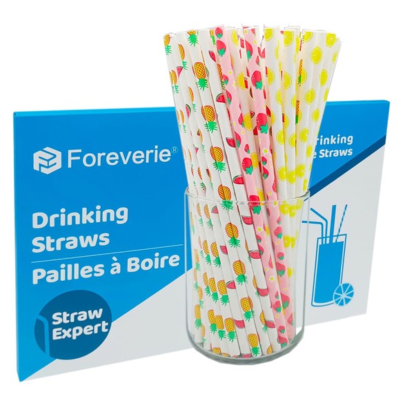 FOREVERIE Party Paper Straws for Drinking, Fun Disposable Straws Bulk,