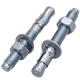 SKIR'CO (Pack of 4) Galvanised Wedge Anchors M16 x 120 mm Metal Dowel Anchor Bolts Masonry Anchor Concrete Anchors