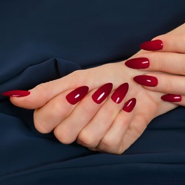 SEMINCA Semi Cured Gel Nail Strips(Redness) Salon-Quality, Long Lasting, Easy to Apply & Remove Includes 18 Size 36pcs Gel Nail Wraps, 2 Prep Pads, 1 Nail File & Wooden stick