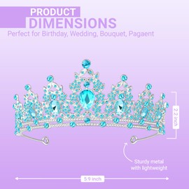 Queenship Tiara Crown for Women, Queen Tiara for Birthday Prom Bridal Party Custome Blue
