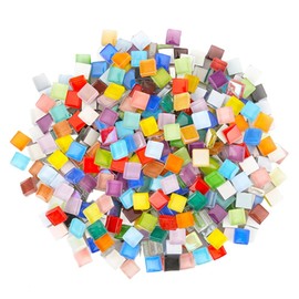 JP Number Glass Mosaic Tile 0.4 inch (1 cm) Square DIY Interior Decoration Craft Art Handmade Craft Colorful 300g