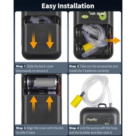 Pawfly Outdoor Live Bait Aerator 40 GPH Battery Air Pump for 5 to 30 Gallon Portable Quiet Oxygen Pump for Outdoor Fishing Power Outage and Fish Transportation (Accessories Inside The Pump)