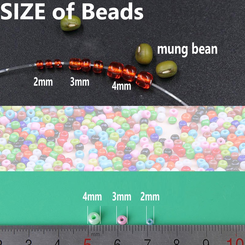 5150pcs 8/0 Glass Seed Beads Bulk, 3mm Mini Pony Round