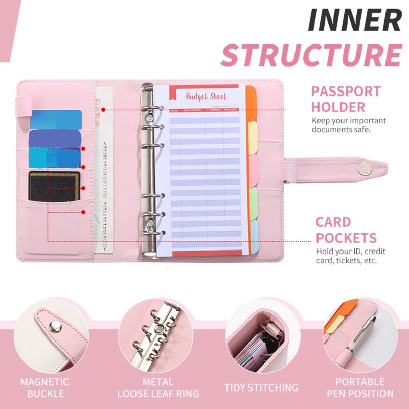 A6 PU Leather Budget Organiser with Buckle Budget Planner Financial