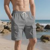 TAFLE Mens Linen Shorts Casual Summer Beach Shorts Elastic Waist