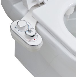 Elcare bidet, Hot and Cold Water Non-electric Bidet Attachment for Toilet, Self Cleaning and Dual Nozzle for Women and Rear Wash, Push Button Switch for Easy Using (White）