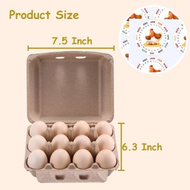 LyingPig Vintage Egg Cartons 30 Pack with Labels, Natural Paper Pulp Square One Dozen Egg Cartons Eggs, Classical 3x4 Style Holds Up to Twelve 12 Count Chicken Eggs, Huevo Containers