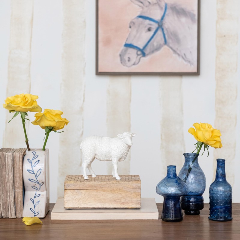 Creative Co-Op Pastoral Elegance Sheep Taper Holder, White