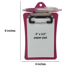 Clipco Mini Clipboard with Magnetic Back Includes Paper Pad and Pen (2-Pack) (Pink)