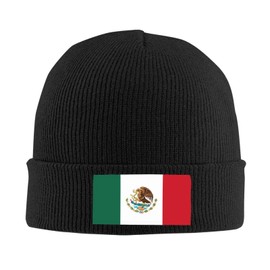 Mexico Flag Knit Cuffed Beanie Warm Winter Hats Skull Cap Fashion Mexico Ski Hat for Men and Women