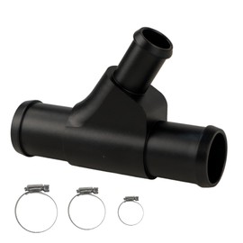 Aluminum Coolant Y Pipe Compatible with Ford 6.0L Powerstroke, Weldless Radiator Coolant Hose Connector Compatible with Ford F250 F350 F450 F550 E350 E450 Excursion,Black Coolant Pipe with Clamps