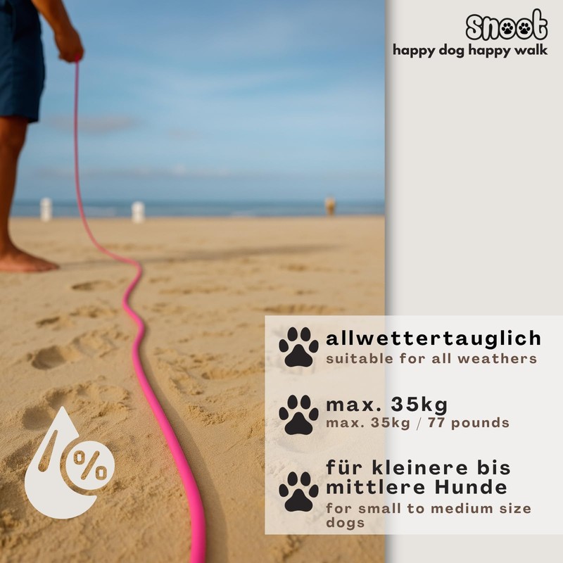 10 m Recall Lead for Dogs, Waterproof Round Lead with