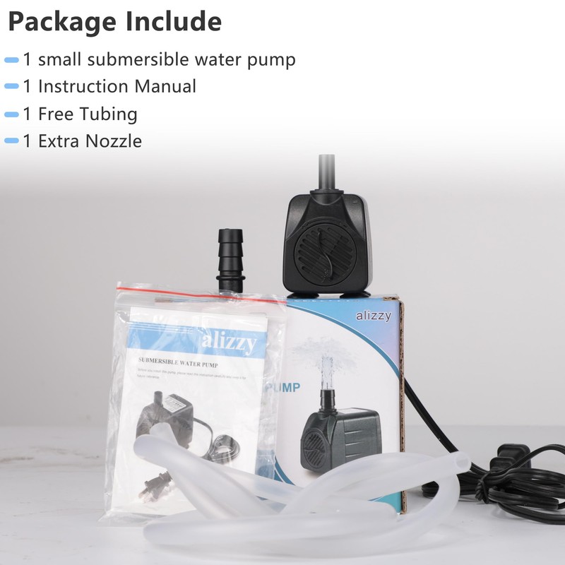 alizzy 150 GPH (570L/H) 10w Durable Small Submersible Water Pump