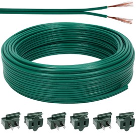 60FT SPT-2 Christmas Electrical Wire with 6pcs Vampire Plugs,18 Gauge Wire 2 Conductor Electrical Wire,18/2 Low Voltage Wire,18 AWG Wires Flexible Wires Extension Cord for Xmas Holiday Outdoor Light