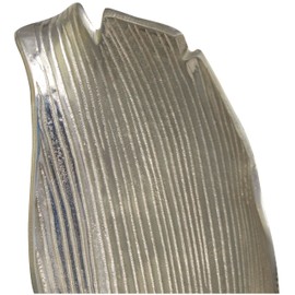 Deco 79 Aluminum Metal Abstract Decorative Sculpture Textured Leaf Home Decor Statue with Black Marble Base, Accent Figurine 11" x 4" x 36", Silver