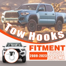 KUAFU Front Demon Tow Hook Bracket with 3/4" Shackles D Rings Compatible with 2009-2023 Toyota Tacoma Mounting Brackets Powder Coated