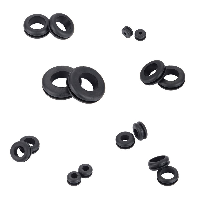 DollaTek 200pcs Rubber Grommet Set Harness Grommet Wire Seal