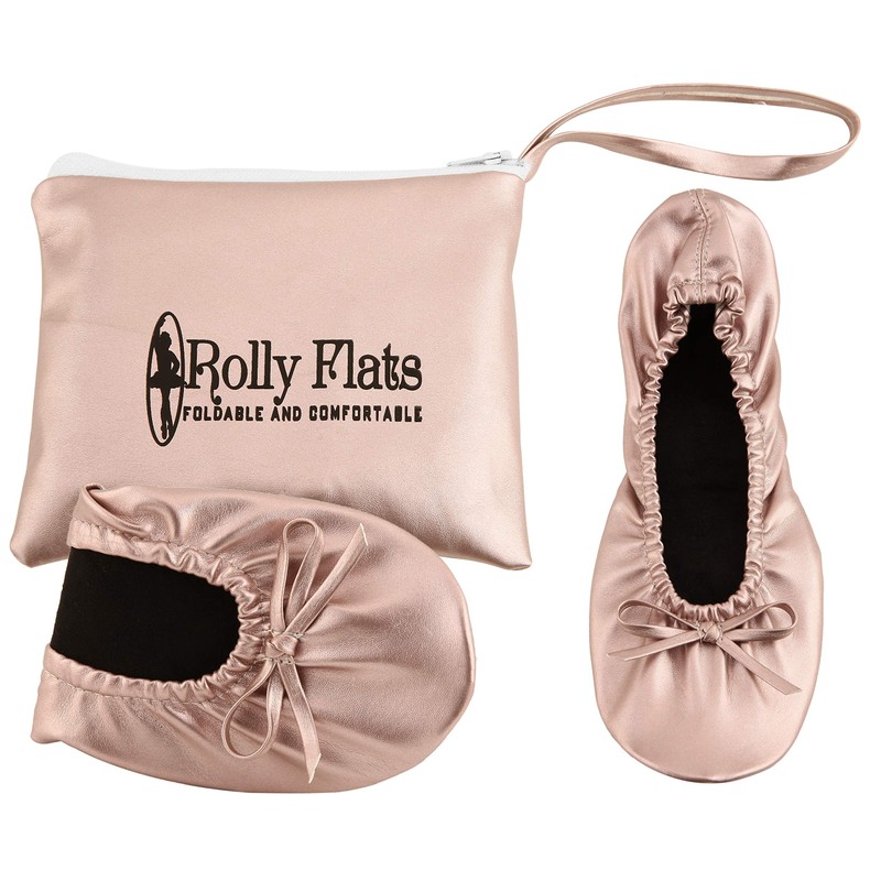 Rolly Flats Portable Foldable Pumps Ballet Shoes (S, Pearl White)
