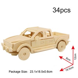 Georgie Porgy 3D Wooden Puzzle Pick-up Truck Model Woodcraft Construction kit Kids Toys age 5+ (JP272 Pick-up Truck 34pcs)