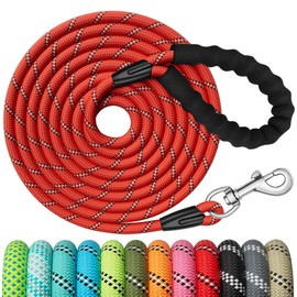 X XBEN Training Leads for Dogs,10M/33FT Strong Rope Long line Dog Lead Leash with Soft Padded Handle and Heavy Duty Hook, Reflective Recall Training Leads for Large Medium Small Dog