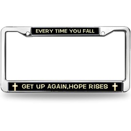 Hope Rises Cross License Plate Frame Custom Christ God Power Funny License Plate Frame Jesus Saves Rust-Proof License Plate Frame with Mounting Hardware Kit
