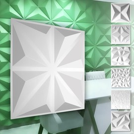HEXIM 3D Wall Panels, PVC Plastic White - Diamond Design Panels, 50 x 50 cm Wall Cladding (0.25 m² HD017), Diamond Bedroom Ideas