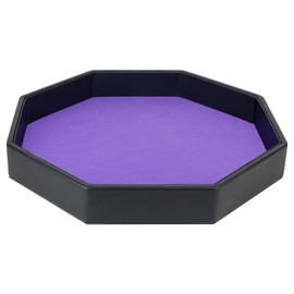 Gesserit Dice Board with Felt Pad, Purple Felt Lined PU Leather Octogon Dice Tray for Dungeon Crawler Games