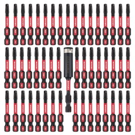 GEINXURN Impact Tough #2 Square 2 in. Insert Driver Bits,50Pack SQ2 Screwdriver Bits Set 2”Long with 1Pcs Impact Bit Holder,Bulk