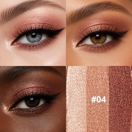 Erinde Barra de Sombra de Ojos con Purpurina y Degradado de 3 Colores | Sombra de Ojos Mate en Crema, Larga Duración Resistente al Agua, Acabados Mate