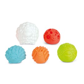 Clementoni Animals 17454 Animal Sensory Balls - Soft Sensory Balls - Various Textures, Shapes and Colours Toy for Newborns, Children from 3 Months, Multicoloured, Single, One Size
