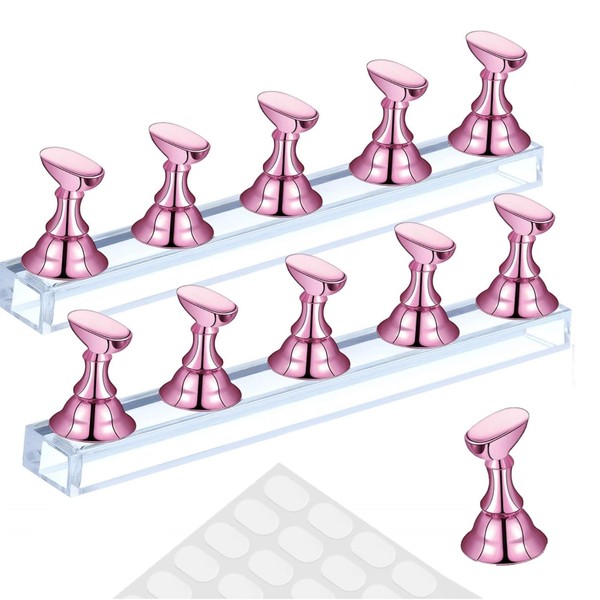 BnbnPup Acryl-Nagelständer 2 Set mit Magnet + 100 Stück Punktkleber