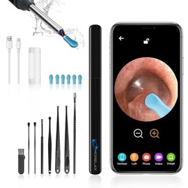 Ear Wax Removal Tool with 8 Pcs Ear Set - Ear Canal Cleaner with 1080P Camera - Ear Cleaning Kit with 6 Ear Scoops - Ear Wax Cleaner with Camera-Ear Pick for iOS & Android