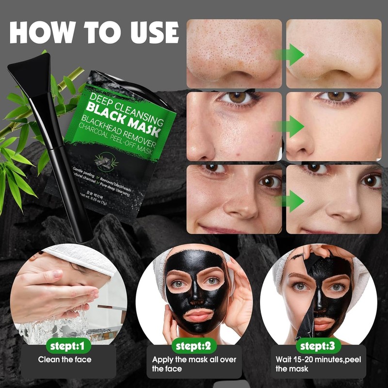 KONEUK 20 Pack Blackhead Remover Mask Set Charcoal Peel Off