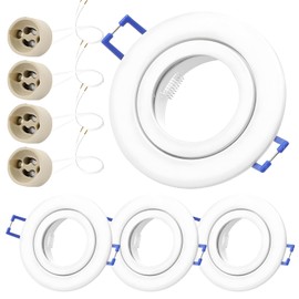 HPiano Set of 4 Recessed Spotlights GU10, LED Mounting Frame Spotlight, GU10 Socket for LED Halogen, Frame with GU10 Socket, Modern Recessed Spotlight Frame, GU10 Socket for LED or Halogen Bulbs