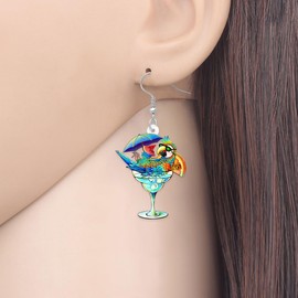 LONYOO Acrylic Macaw Parrot Bird Earrings Summer Jewellery Dangle Scarlet Macaw Gifts for Women Girls Charms, Acrylic, No Gemstone