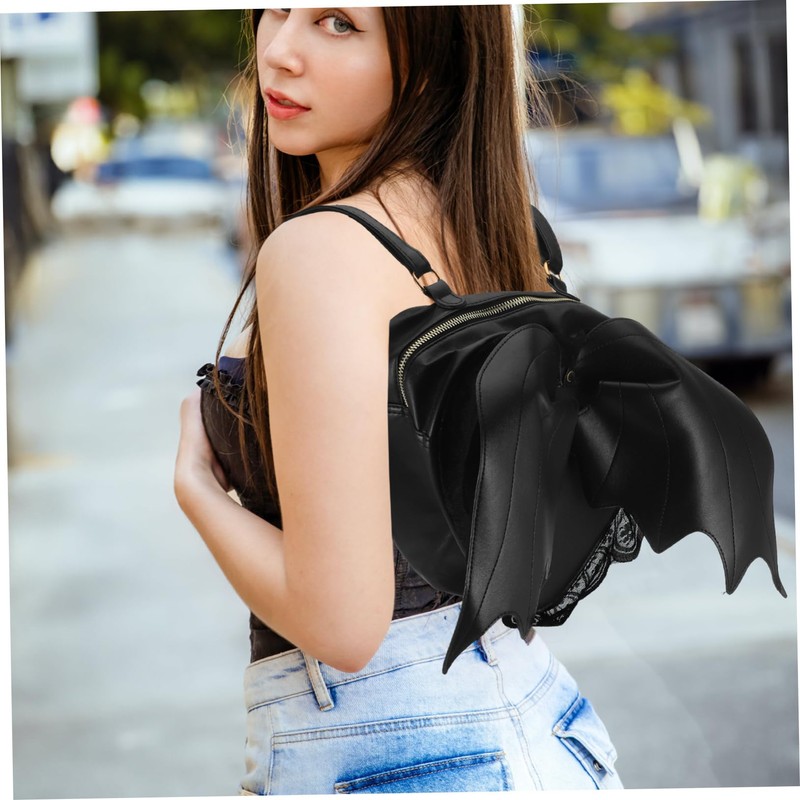 Sosoport Bat Swing Backpack Leather Satchel Fashionable Bat Design Comfortable