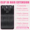 Clip in Hair Extensions, 7Pcs 18 Inch Straight Human Hair