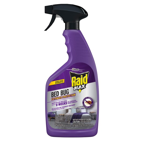Raid Max Bed Bug Extended Protection, Kills Bed Bugs for 8 weeks on Laminated Woods and Surfaces, 22 oz (Pack of 4)