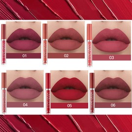Valentine's Day Maquillaje, 6 Colores Labial Líquido Labiales Mate Larga Duracion Pintalabios Mate Lápiz Labial Líquido Tinte de Labios Permanente Set Maquillaje Mujer Regalo Regalos para Mujer (A, Lip)