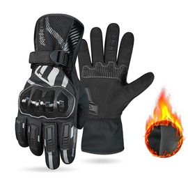 HJMGL Motorcycle Gloves, Waterproof, Touch Screen, Men's Winter Gloves, ATV, UTV, Snowmobile, Skiing, Riding (Black, Large)