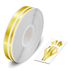 CHROME GOLD, 1/8" & 1/5" | 3mm & 5mm, Self-Adhesive Vinyl Pin Stripe Line Decal Sticker Tape, Length 32ft | 9.80m, Suitable for Cars, Vans, Motorcycles, Bikes, Models, Tuning & Styling, and much more