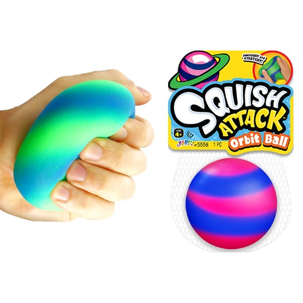JA-RU Squishy Dough Ball Space Themed (1 Stress Balls) Rainbow Jumbo Squishies. Sensory Toys for Kids with Autism. Stress Relief Therapy Fidget Squeeze Balls. 5558-1A