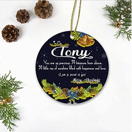 Christmas Ornaments Tree 2024 with Name Tony Ornament - to My Tony, I Am So Proud of You! - Romantic Christmas Décor Gift for Tony Ornament Round 3 Inches