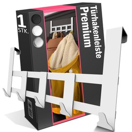 Menz Premium Door Coat Rack for Hanging, White, Rustproof Door Hooks for Hanging, Stainless Steel, Clothes Hook Door with High Load Capacity, Universal Door Hook Rail with 5 Hooks, Towel Holder Door