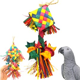 Bonka Bird Toys 03330 Small Rattle Toy for Birds - Multi-Activity Chew & Shred Toy, Natural Palm & Seed Pod, 12" x 5", Conure, Cockatiel, Pionus, and Similar Breeds