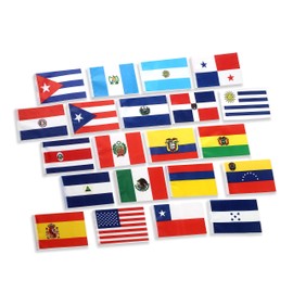 GentleGirl Latin America 21 Countries Flags Spanish Language Speaking Assorted Latino Desk Flags,Small Mini Country International World Table Flag with Stand Base,Sports Events Grand Opening Party