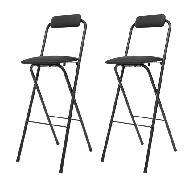 ZERNEIL Folding Bar Stool with Back, 2 Pcs Tall Foldable