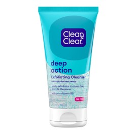 Clean & Clear Deep Action Exfoliating Face Wash Scrub with Pro-Vitamin B5, Daily Exfoliating Facial Cleanser Cleans Deep Down to Pores for Smooth Skin, Oil-Free and Paraben-Free, 5 fl. Oz