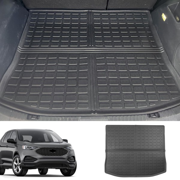 powoq Cargo Mat Compatible with 2015-2024 Ford Edge Trunk Mat TPE Cargo Liner All Season Protection (Only Fit 5-Seater) Replacement for 2015-2021 2022 2023 2024 Ford Edge Accessories (Trunk Mat)
